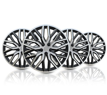 JUEGO 4 TAPACUBOS NOVA NEGRO PLATA 16